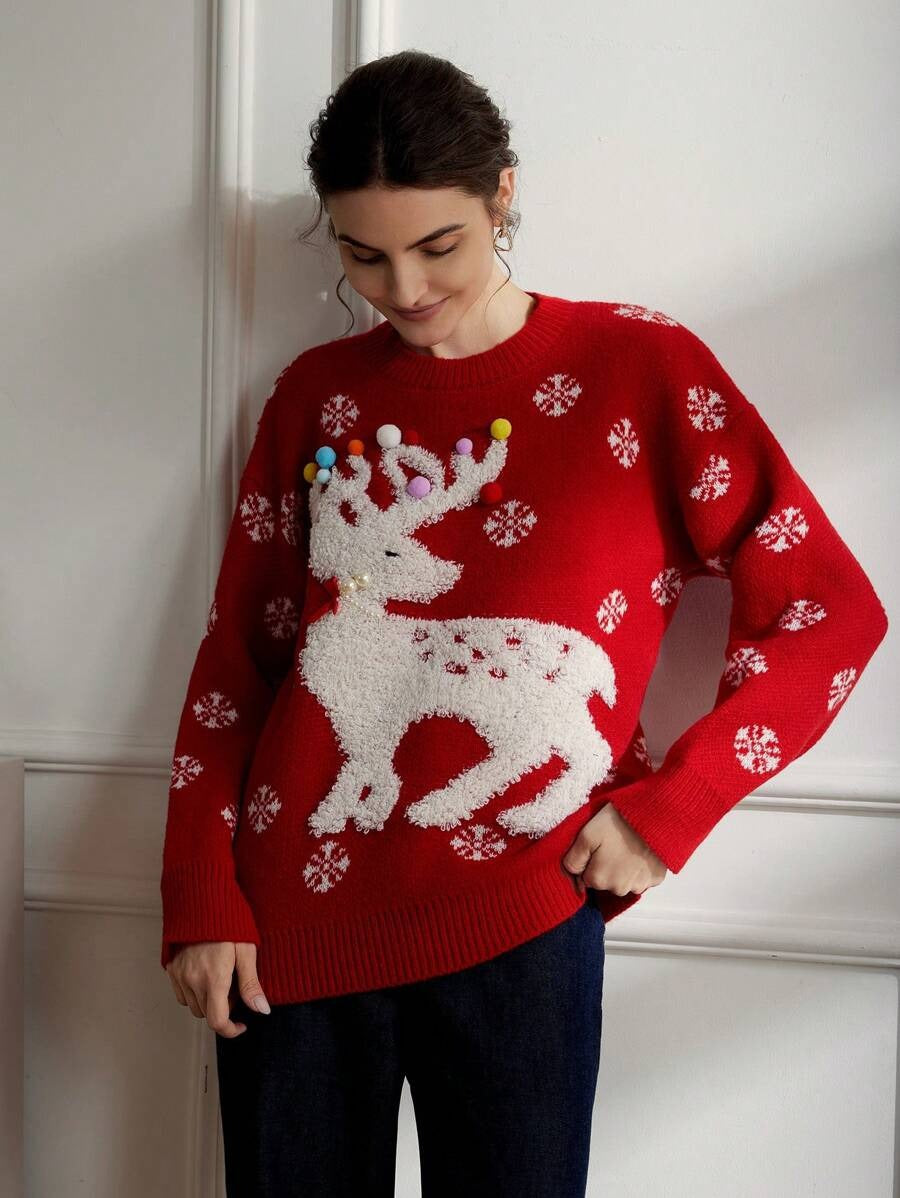 Eden | Relaxed Reindeer Christmas Jumper for Women