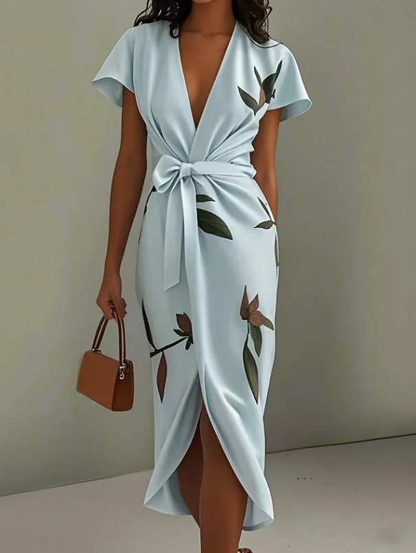 Eleanor | Effortless Floral Wrap Christmas Party Dress