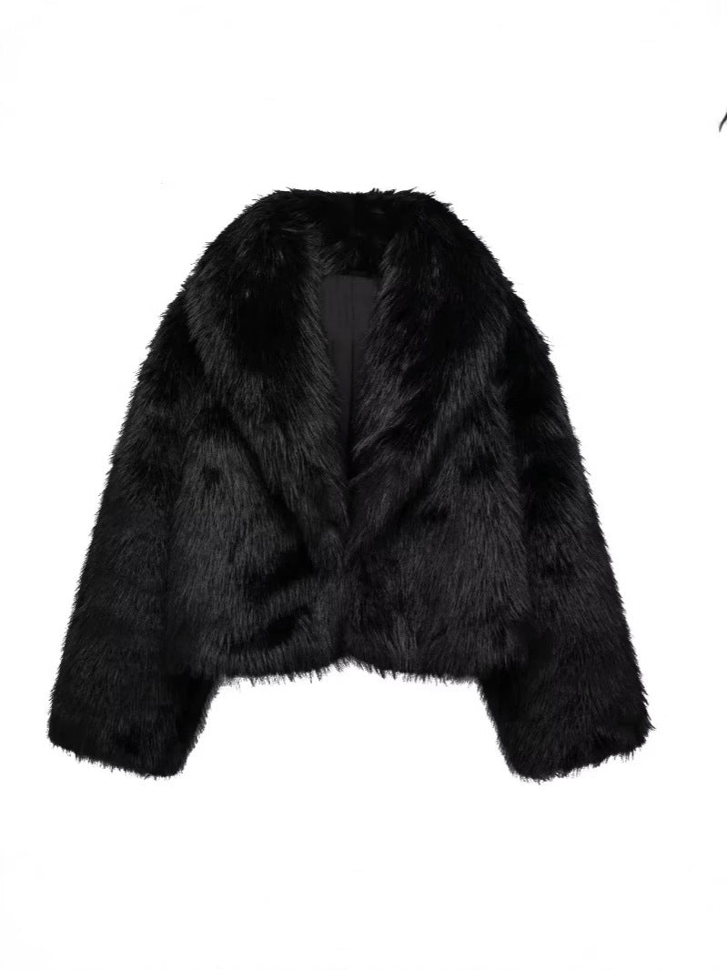 Eleanor | Elegant Oversized Cropped Faux Fur Coat