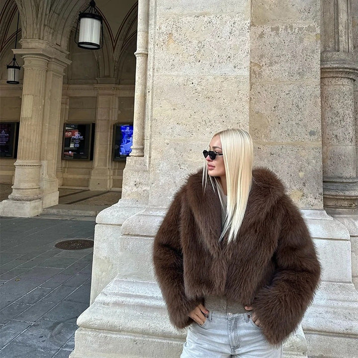 Eleanor | Elegant Oversized Cropped Faux Fur Coat