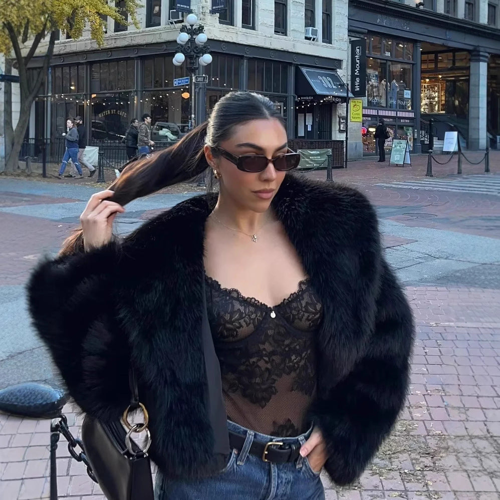 Eleanor | Elegant Oversized Cropped Faux Fur Coat