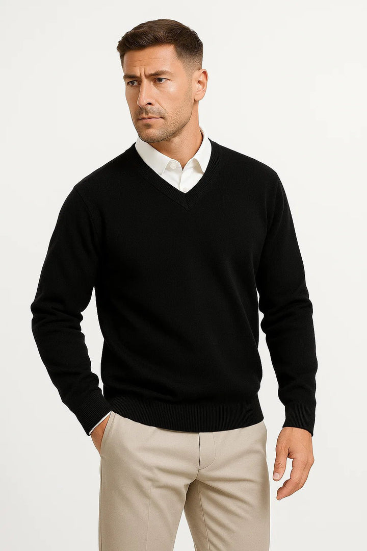 Elijah | Sophisticated Slim-Fit V-Neck Mens Jumper