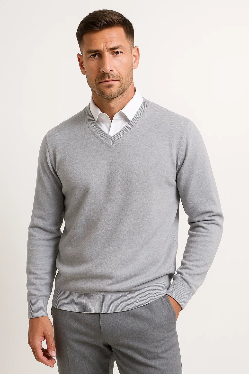 Elijah | Sophisticated Slim-Fit V-Neck Mens Jumper