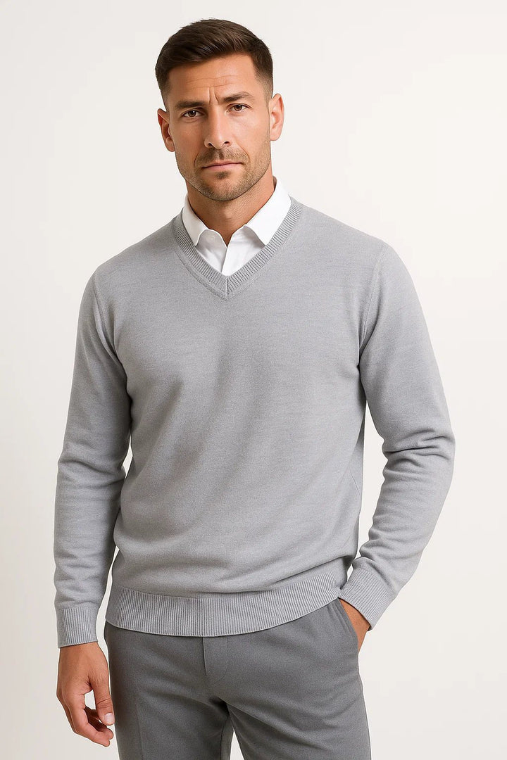 Elijah | Sophisticated Slim-Fit V-Neck Mens Jumper