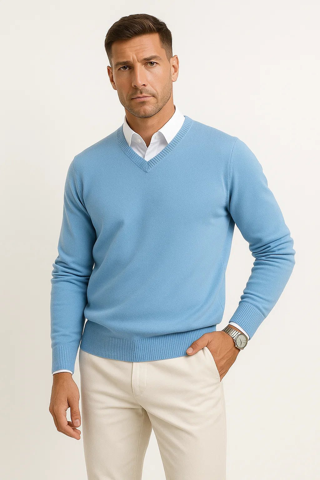 Elijah | Sophisticated Slim-Fit V-Neck Mens Jumper