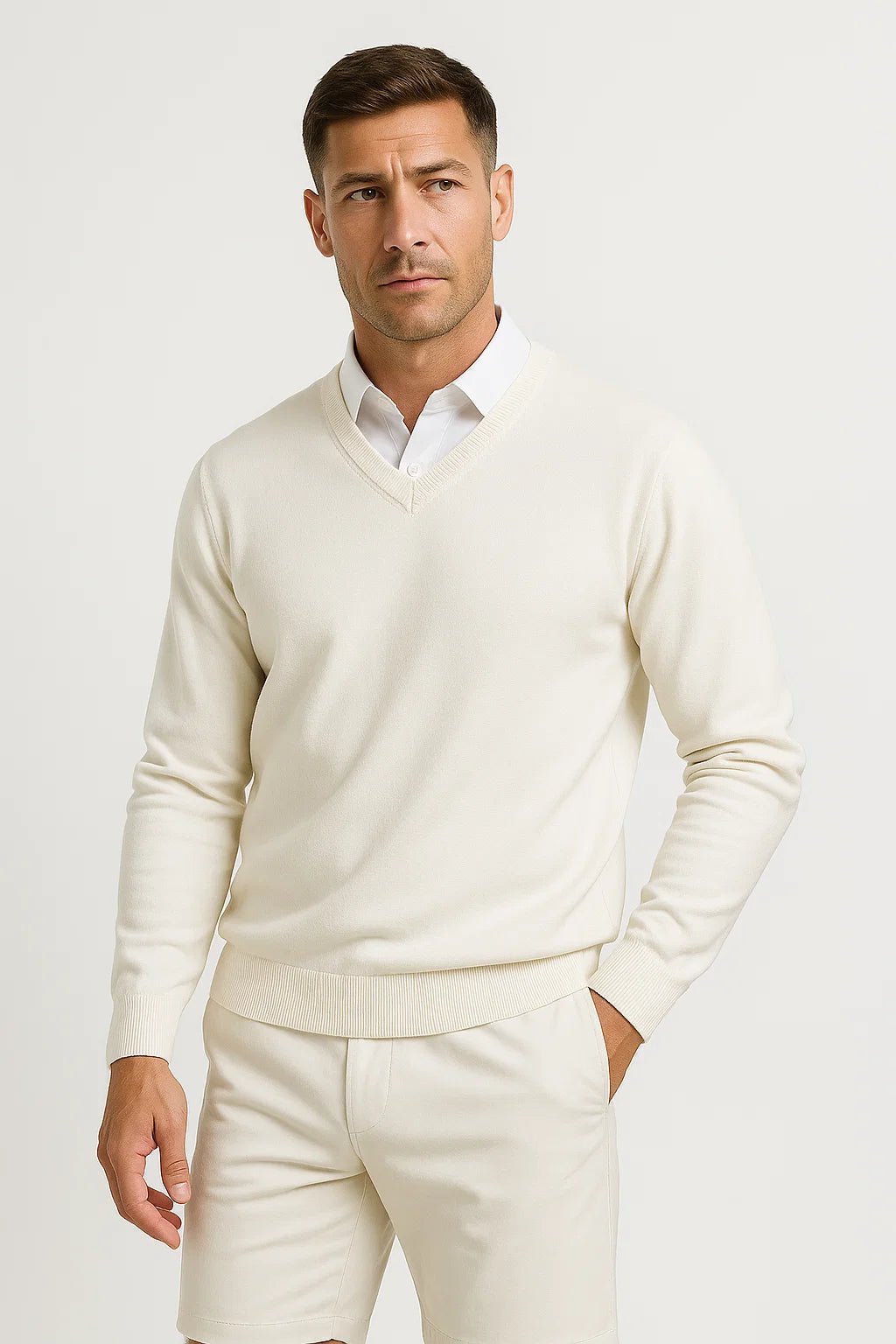 Elijah | Sophisticated Slim-Fit V-Neck Mens Jumper