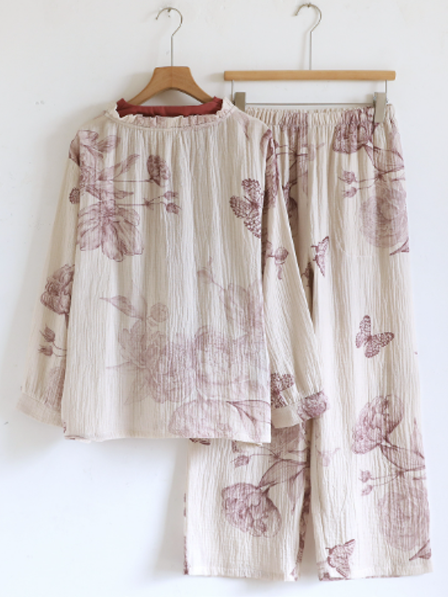 Eliza | Chic Floral Wrap Front Long Sleeve Ladies Pyjamas