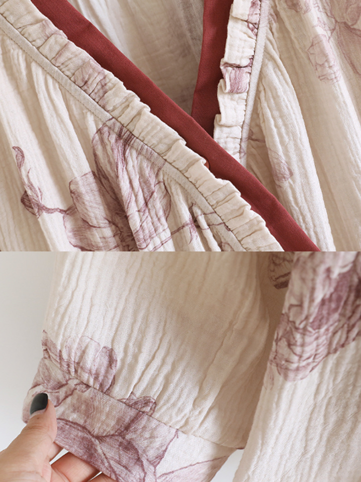 Eliza | Chic Floral Wrap Front Long Sleeve Ladies Pyjamas
