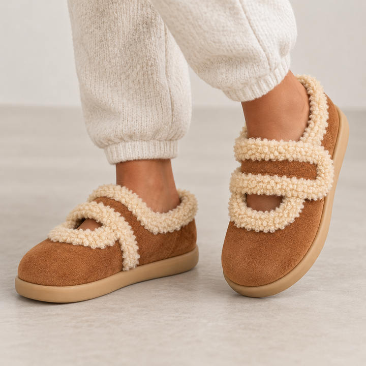 Eliza | Sophisticated Fluffy Suede-Look Slip-On Slippers