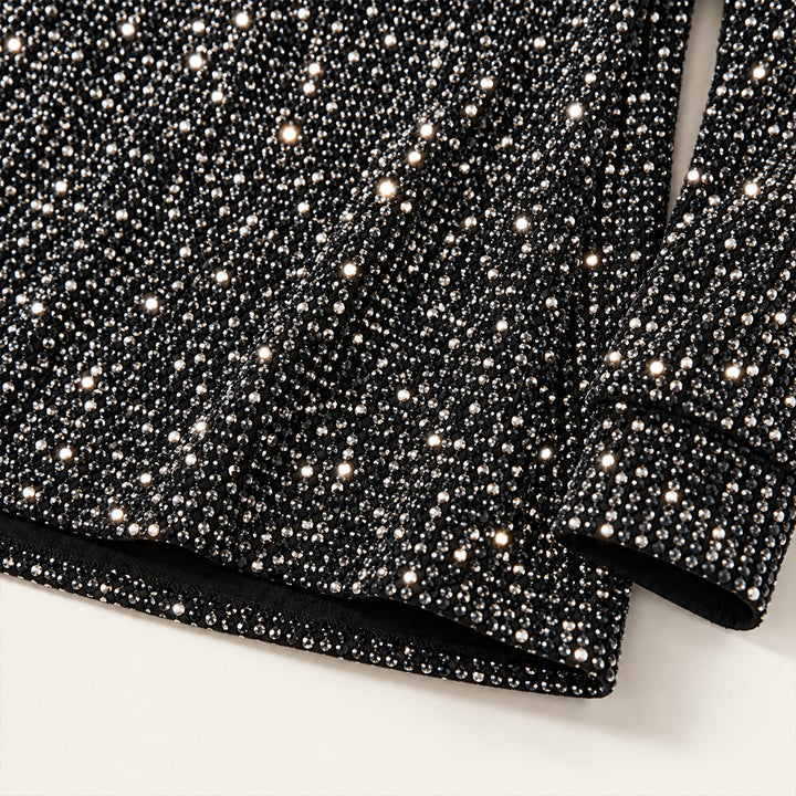 Elizabeth | Graceful Glitter V Neck Party Top