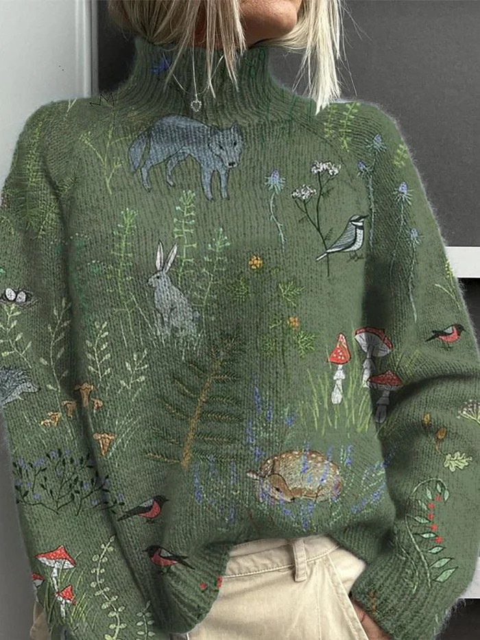 Elizabeth | Graceful Woodland Animal Print Christmas Jumper for Women
