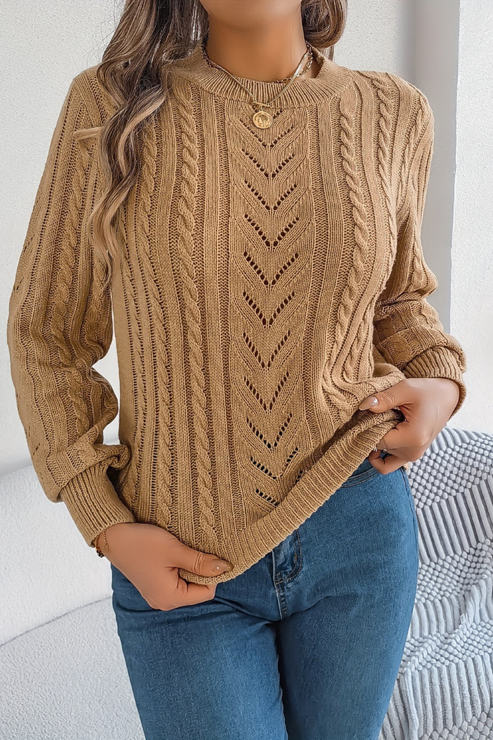Ella | Polished Cable Knit Crew Neck Womens Jumpers