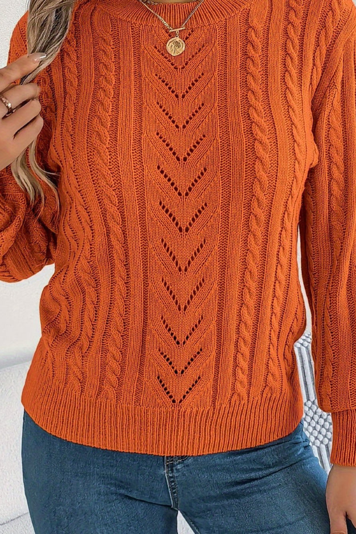 Ella | Polished Cable Knit Crew Neck Womens Jumpers