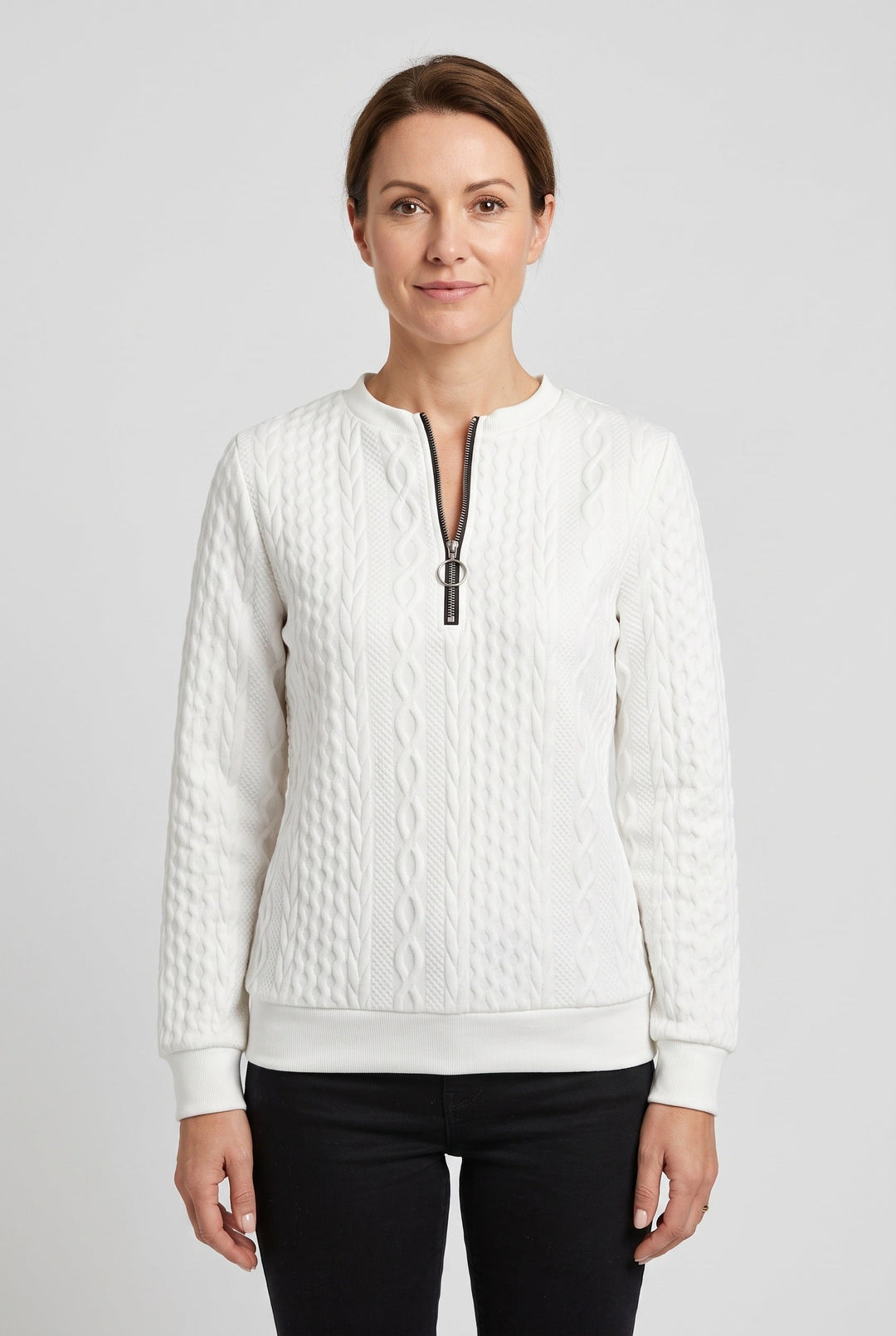 Ellie | Classic Cable Knit Half-Zip Jumper