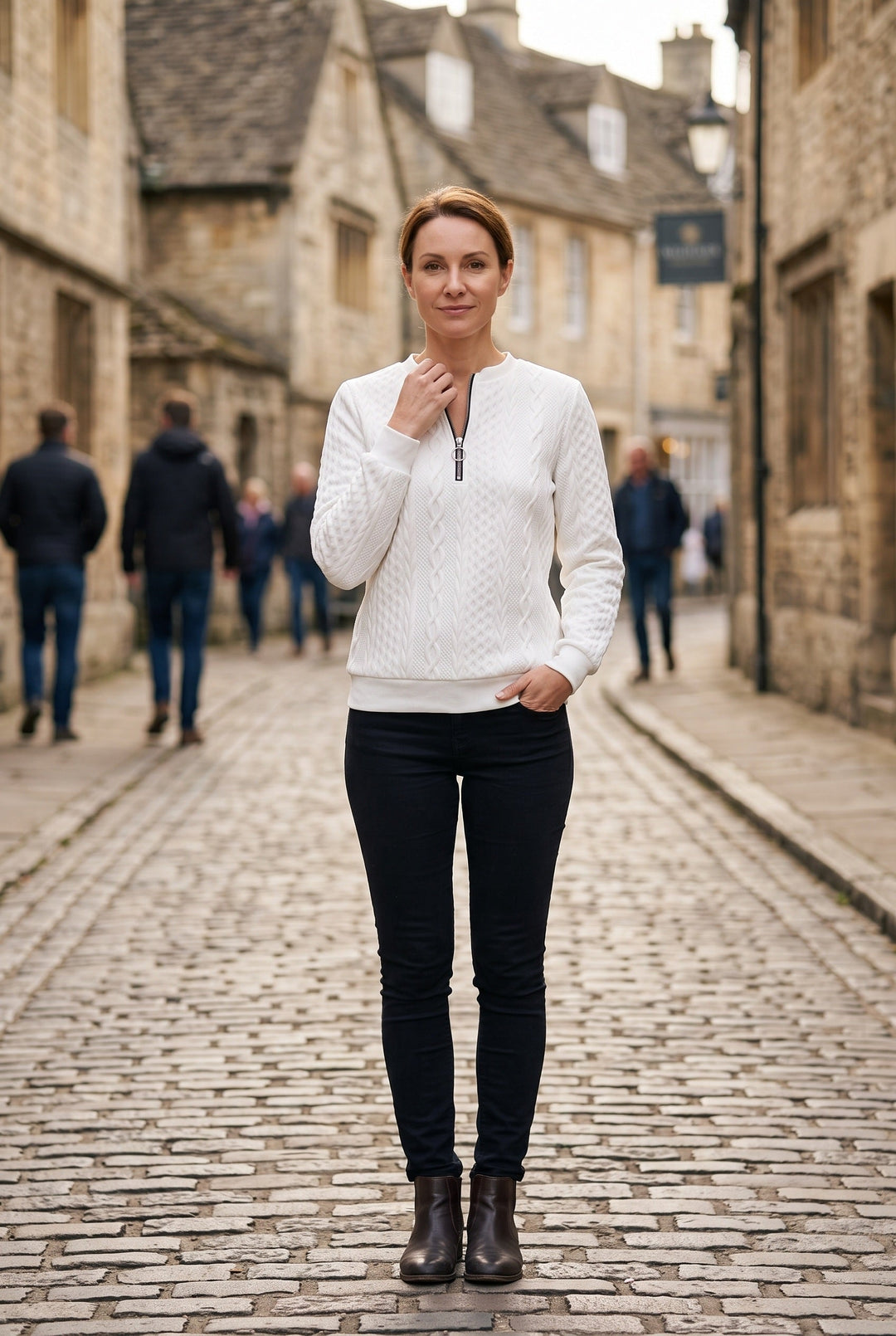 Ellie | Classic Cable Knit Half-Zip Jumper