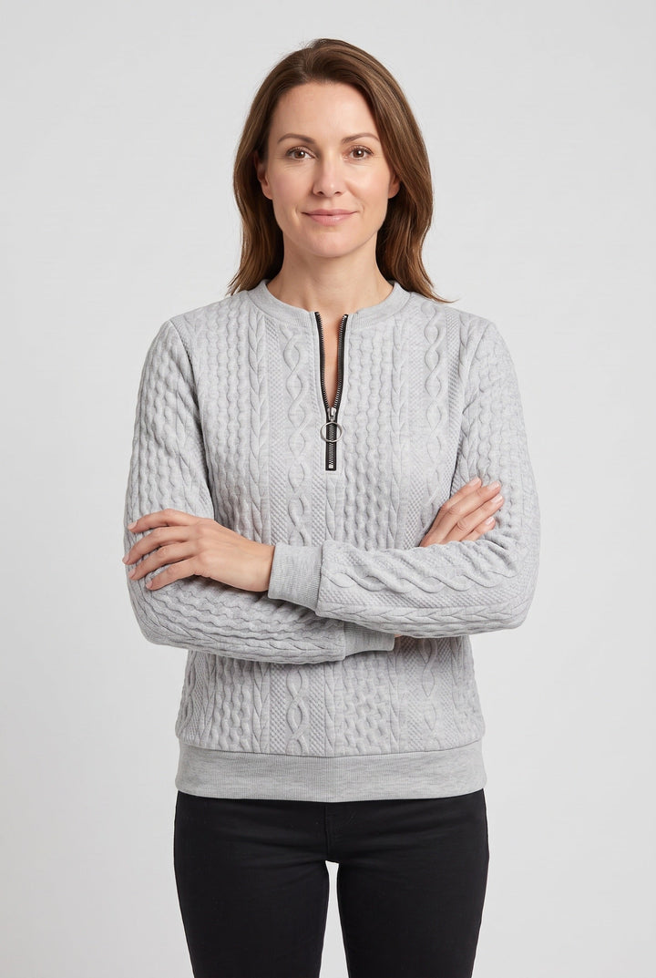 Ellie | Classic Cable Knit Half-Zip Jumper