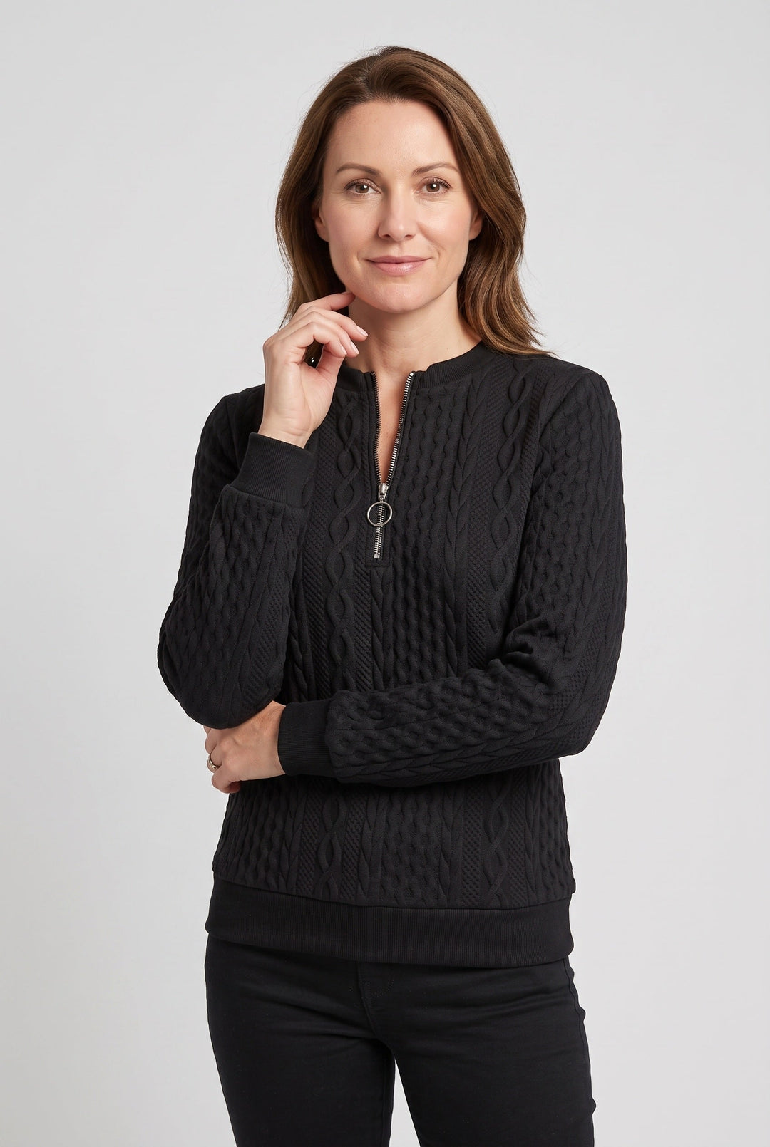 Ellie | Classic Cable Knit Half-Zip Jumper