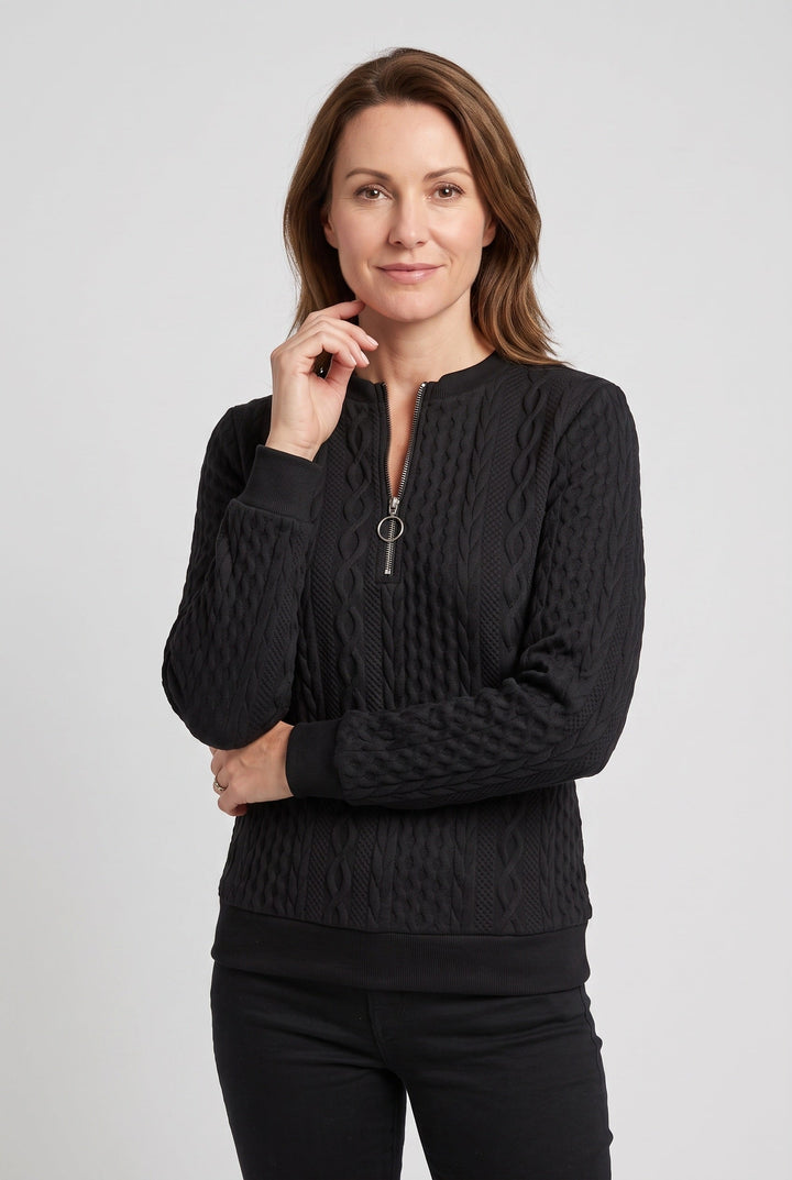 Ellie | Classic Cable Knit Half-Zip Jumper