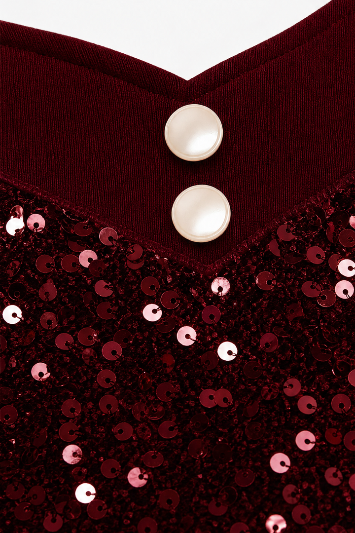 Ellie | Classic Sequin Front Mock-Layer Party Top
