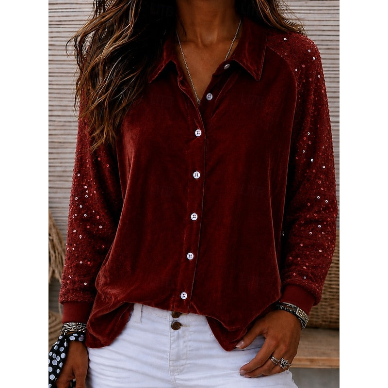 Ellie | Relaxed Sequin-Sleeve Party Top Blouse