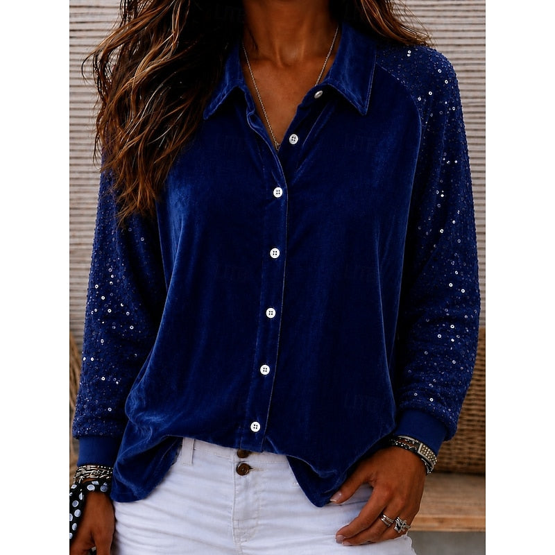 Ellie | Relaxed Sequin-Sleeve Party Top Blouse