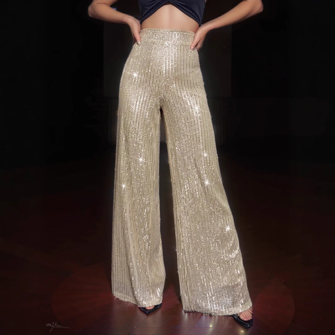 Ellie | Sophisticated Wide Leg Palazzo Sequin Trousers