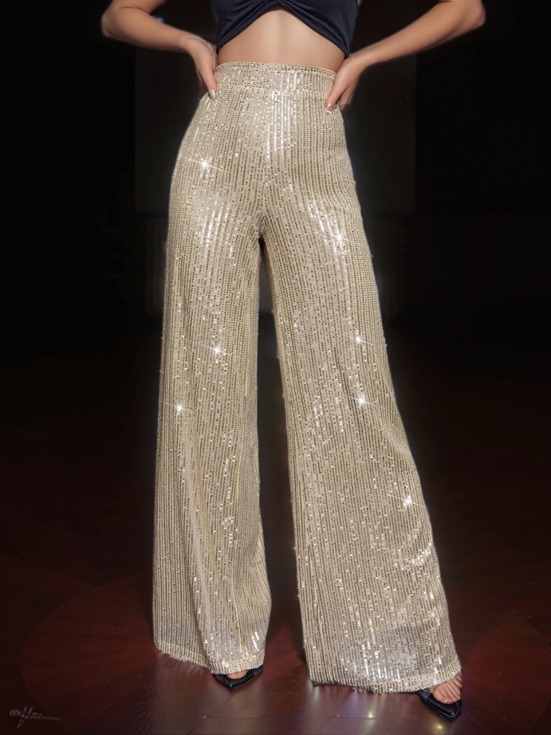 Ellie | Sophisticated Wide Leg Palazzo Sequin Trousers