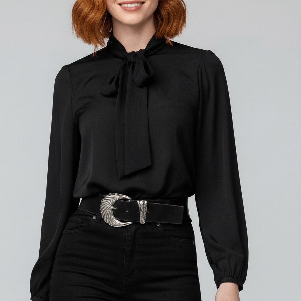 Elodie | Effortless Bow-Tie Neck Party Top with Puff Sleeves