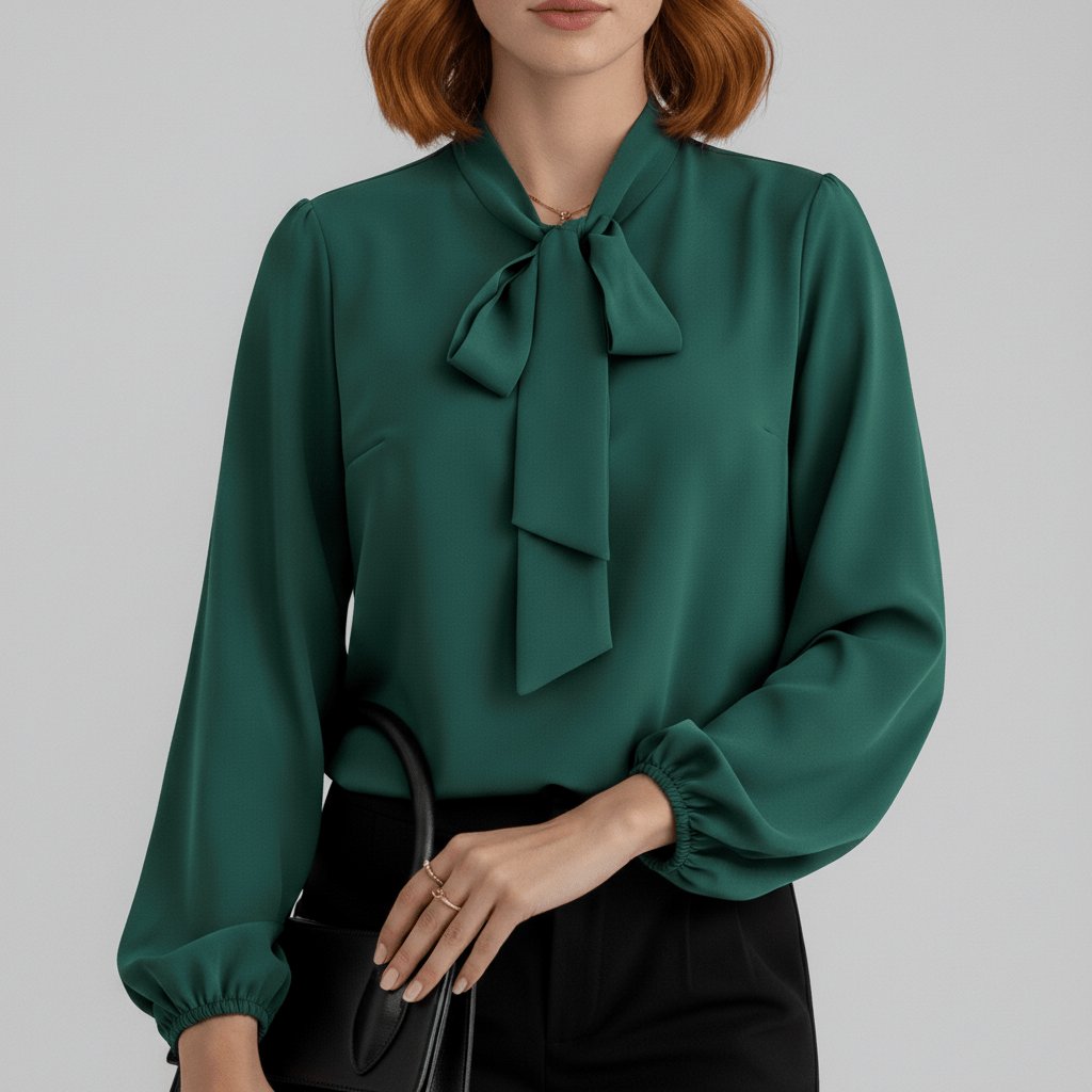 Elodie | Effortless Bow-Tie Neck Party Top with Puff Sleeves