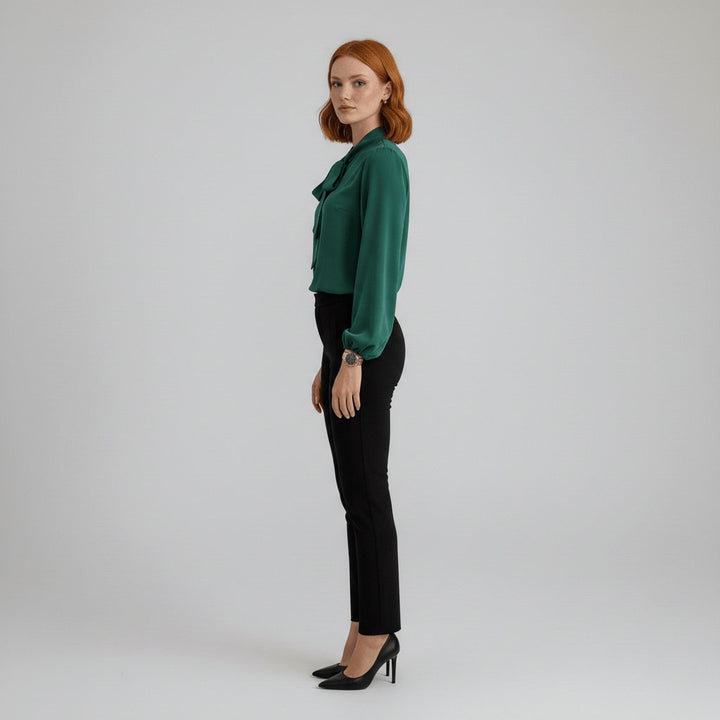 Elodie | Effortless Bow-Tie Neck Party Top with Puff Sleeves