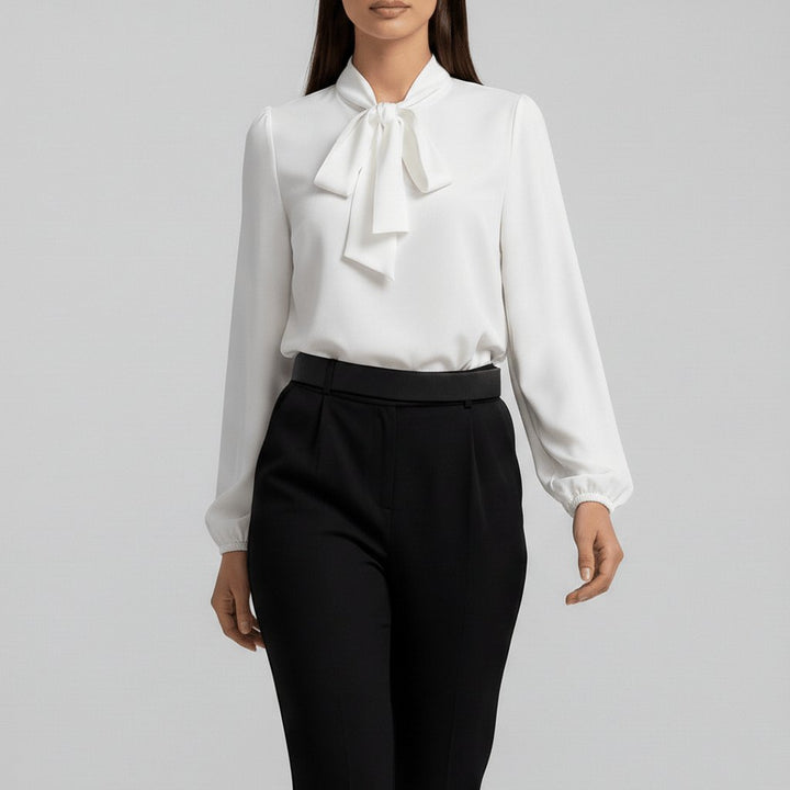 Elodie | Effortless Bow-Tie Neck Party Top with Puff Sleeves