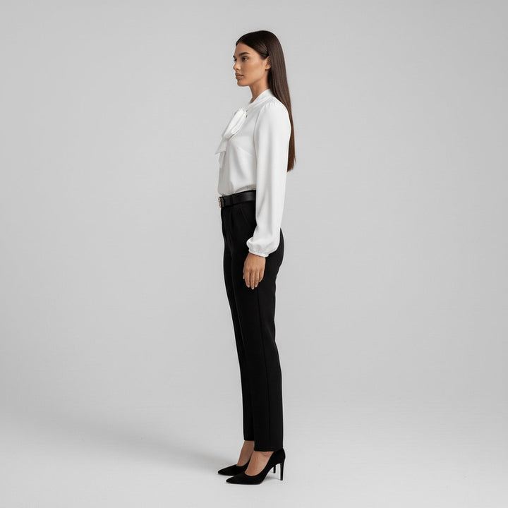 Elodie | Effortless Bow-Tie Neck Party Top with Puff Sleeves