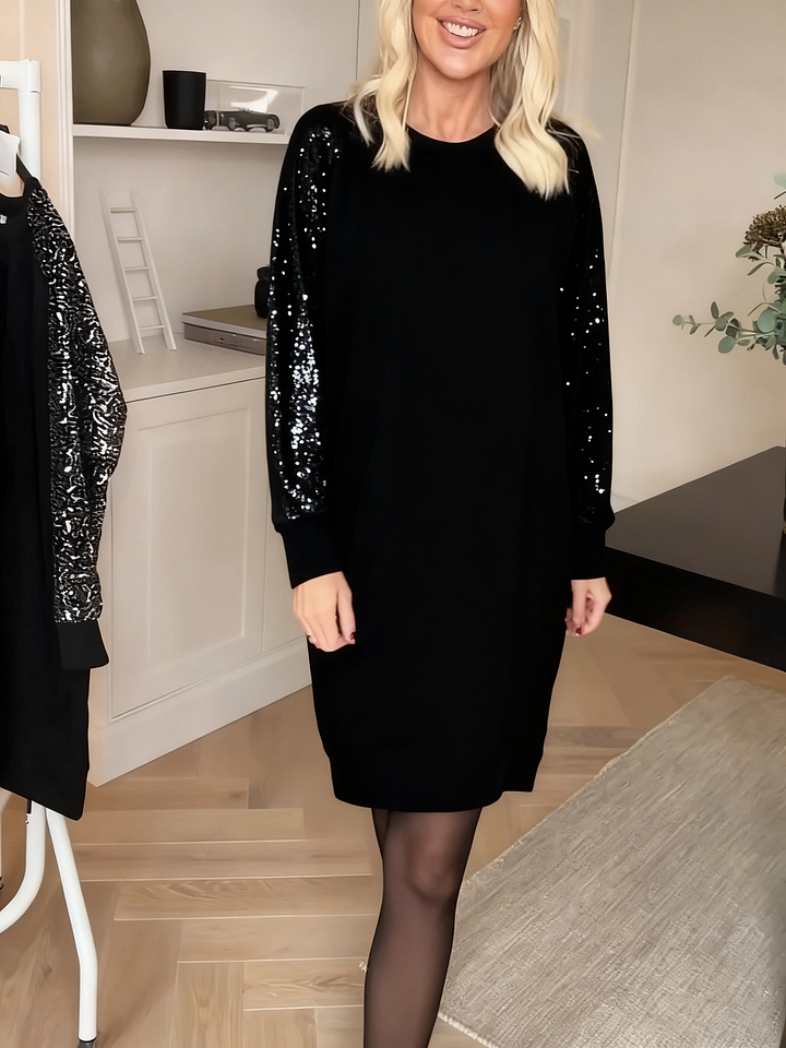 Elodie | Sophisticated Sequin Sleeve Christmas Dress