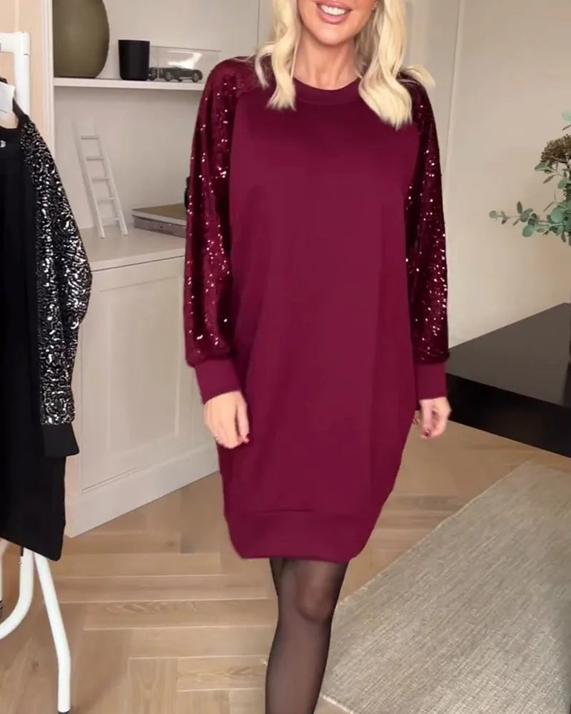 Elodie | Sophisticated Sequin Sleeve Christmas Dress