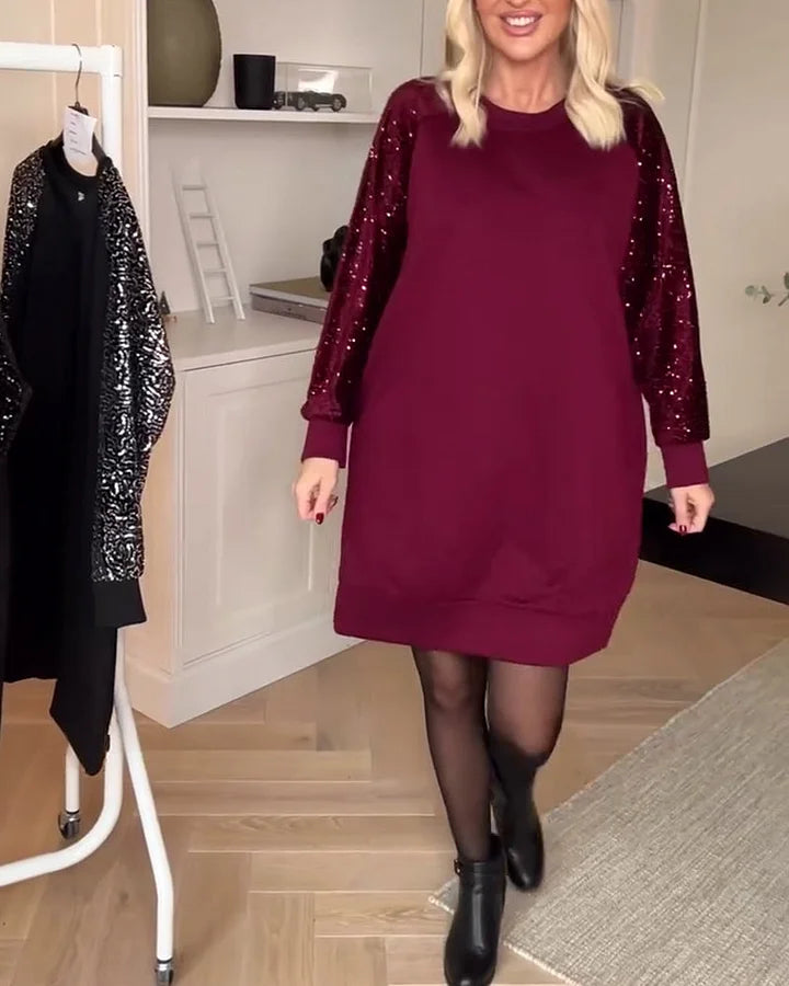 Elodie | Sophisticated Sequin Sleeve Christmas Dress