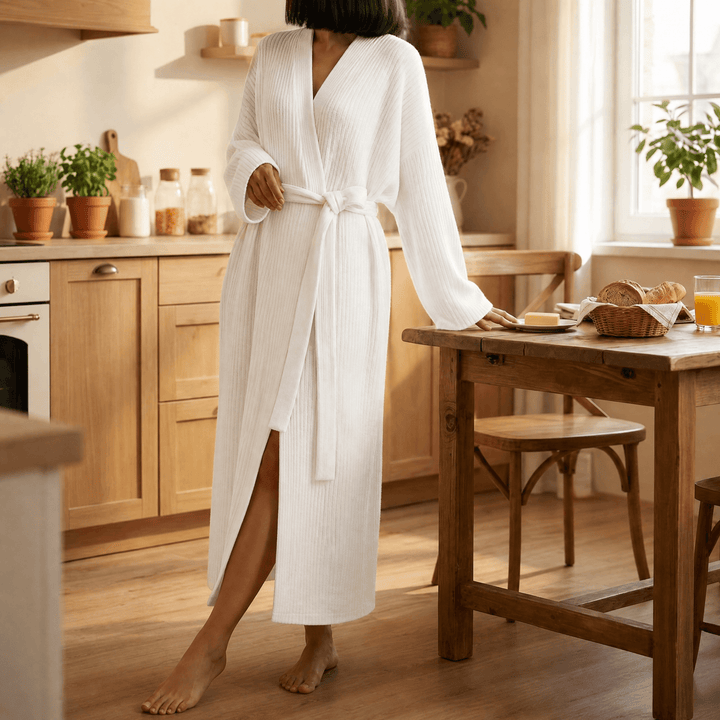 Elodie | Timeless Ribbed Full Length Ladies Dressing Gowns