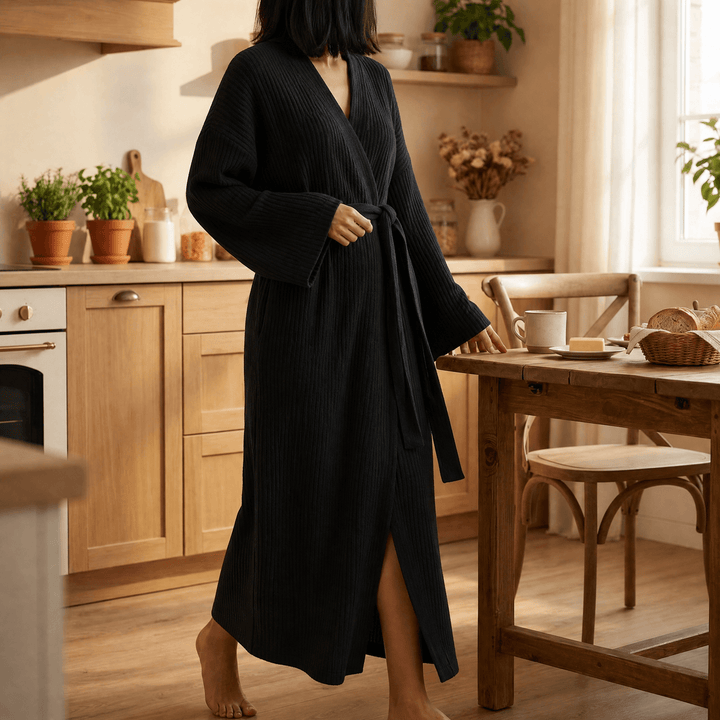 Elodie | Timeless Ribbed Full Length Ladies Dressing Gowns