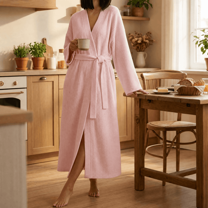 Elodie | Timeless Ribbed Full Length Ladies Dressing Gowns