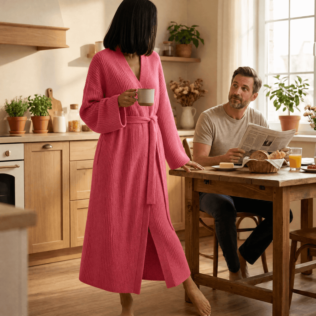Elodie | Timeless Ribbed Full Length Ladies Dressing Gowns