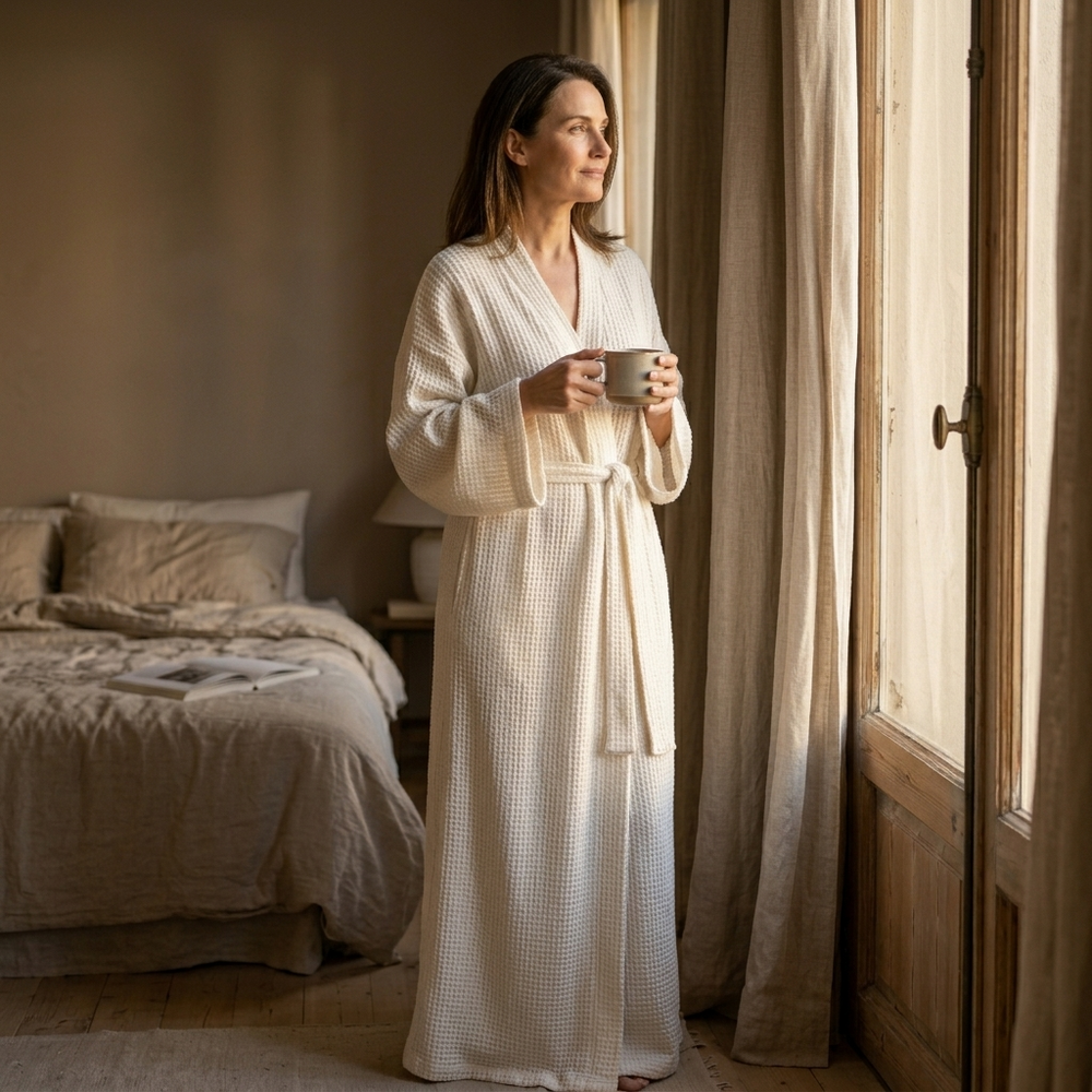 Elodie | Timeless Ribbed Full Length Ladies Dressing Gowns