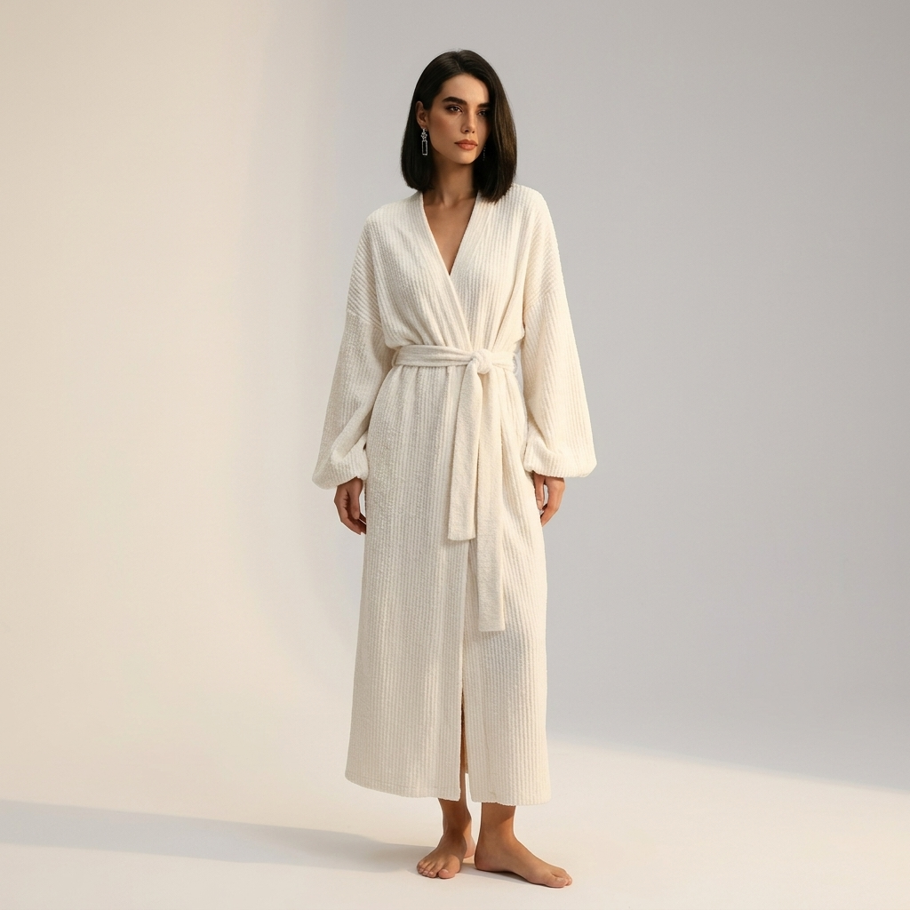 Elodie | Timeless Ribbed Full Length Ladies Dressing Gowns
