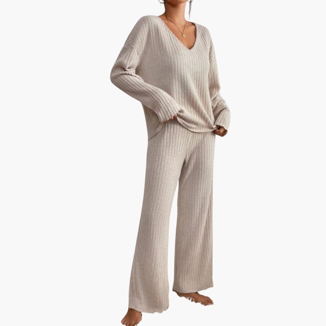 Eloise | Cosy Ribbed Knit Pyjamas Loungewear Set