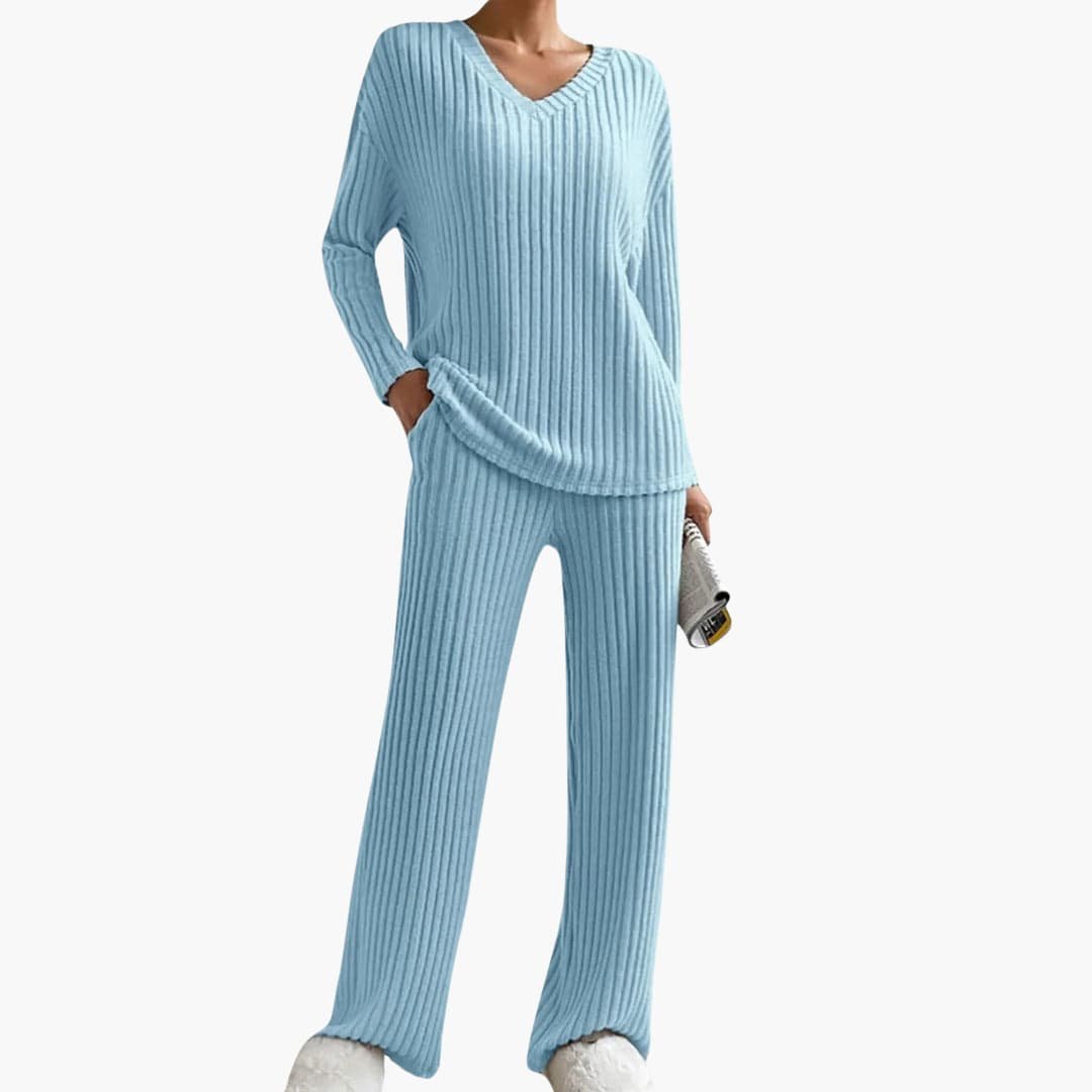 Eloise | Cosy Ribbed Knit Pyjamas Loungewear Set