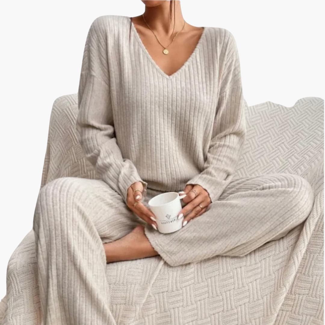 Eloise | Cosy Ribbed Knit Pyjamas Loungewear Set