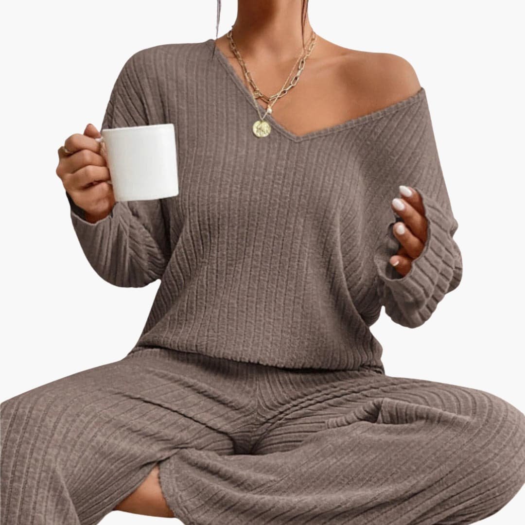 Eloise | Cosy Ribbed Knit Pyjamas Loungewear Set