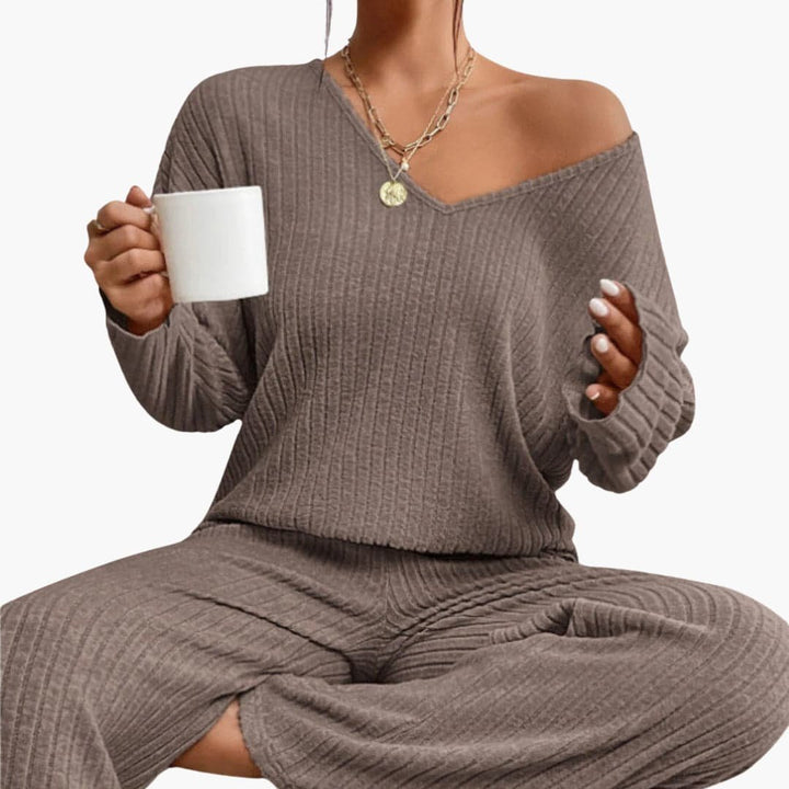 Eloise | Cosy Ribbed Knit Pyjamas Loungewear Set