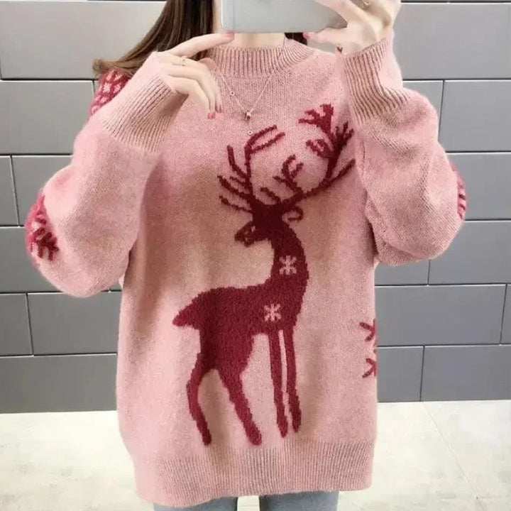 Eloise | Refined Reindeer Print Christmas Jumper for Women