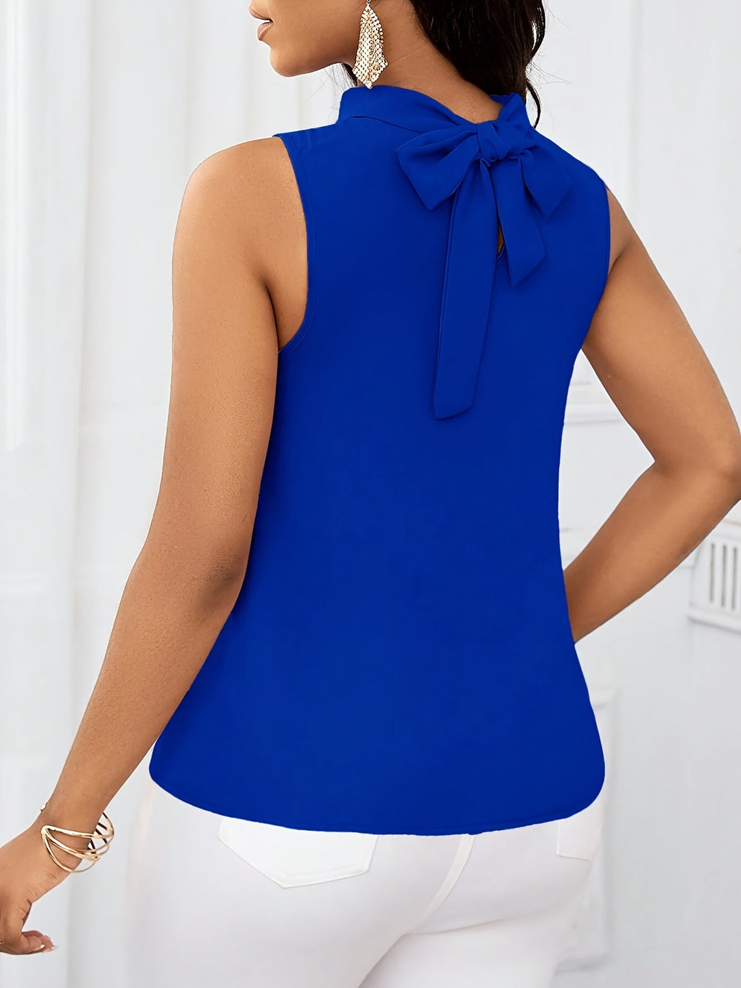 Emilia | Classic Bow-Neck Sleeveless Party Top