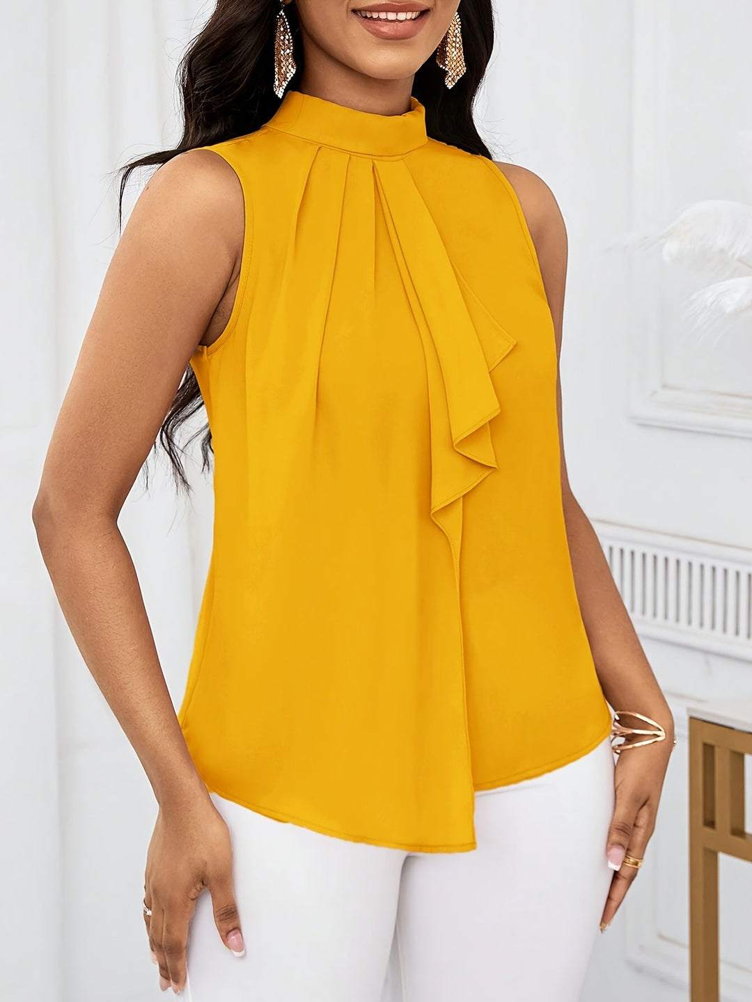 Emilia | Classic Bow-Neck Sleeveless Party Top