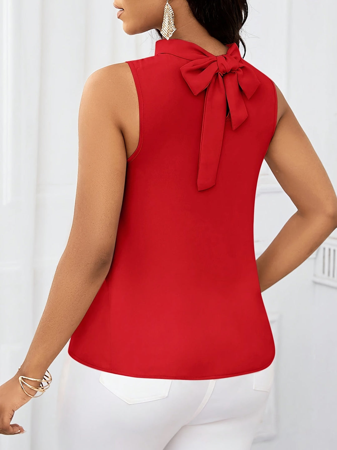Emilia | Classic Bow-Neck Sleeveless Party Top